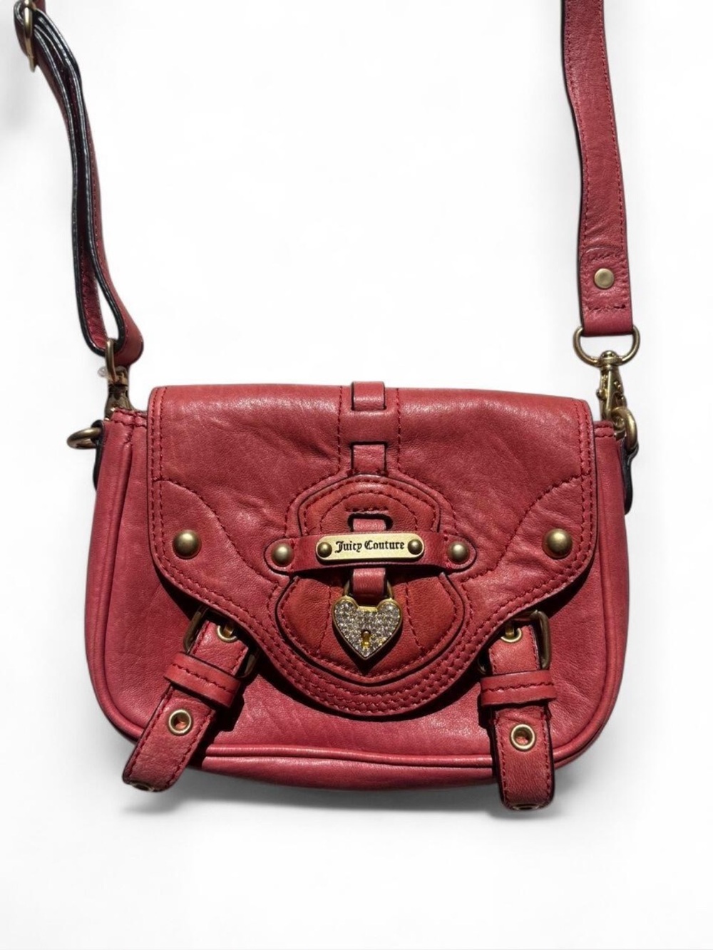 Juicy Couture Red Leather Crossbody Bag with Heart Charm